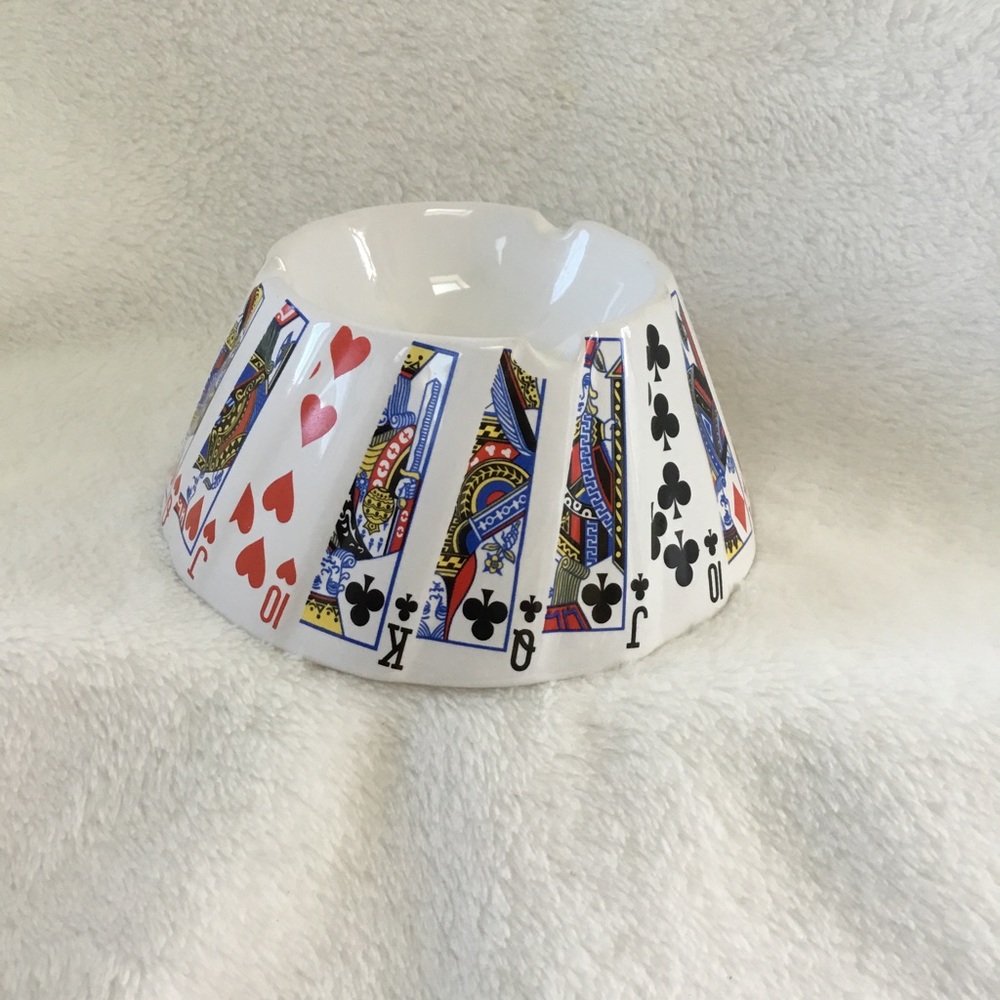 ~CERAMIC POKER PLAYING CARDS CIGARETTE ASHTRAY~ - Picture 5 of 11